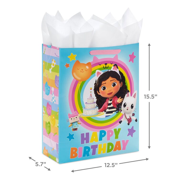 Hallmark 15.5" DreamWorks Animation Gabby's Dollhouse Extra-Large Birthday Gift Bag With Tissue Paper