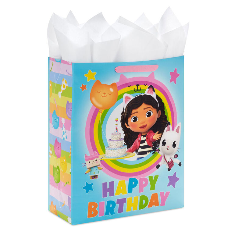 hallmark 15.5" DreamWorks Animation Gabby's Dollhouse Extra-Large Birthday Gift Bag With Tissue Paper