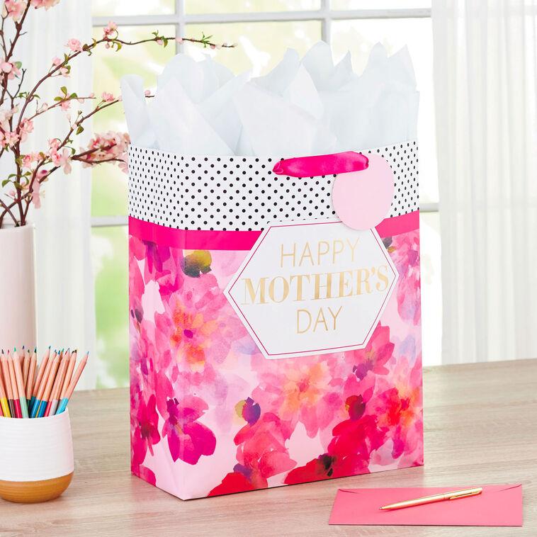 Hallmark 15.5" Fuchsia Floral XL Mother's Day Gift Bag With Tissue