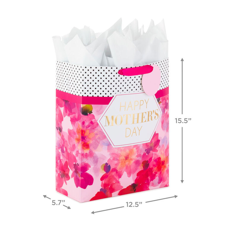 Hallmark 15.5" Fuchsia Floral XL Mother's Day Gift Bag With Tissue