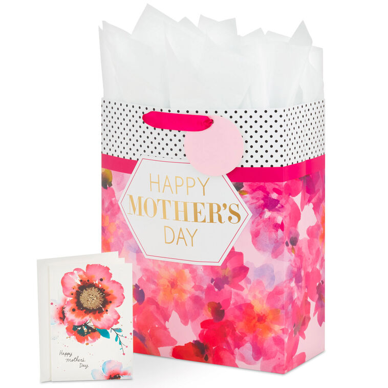 Hallmark 15.5" Fuchsia Floral XL Mother's Day Gift Bag With Tissue