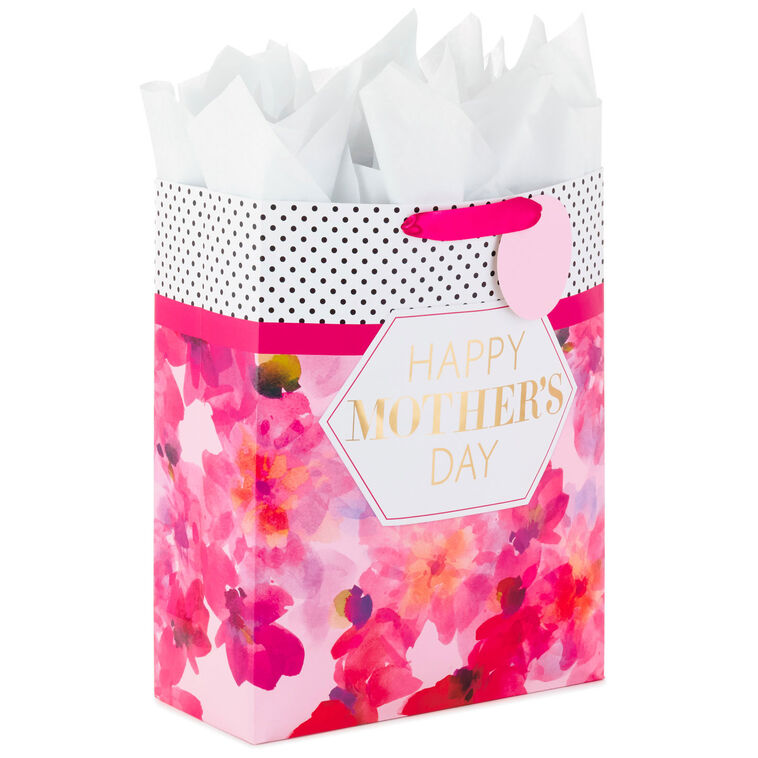 hallmark 15.5" Fuchsia Floral XL Mother's Day Gift Bag With Tissue
