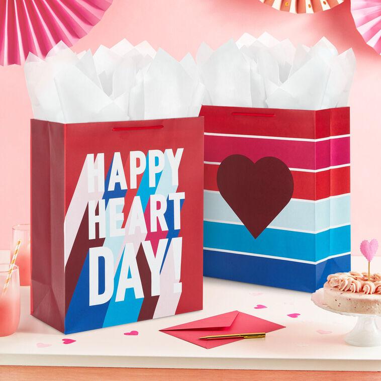 Hallmark 15.5" Happy Heart Day 2-Pack Assorted Extra-Large Gift Bags