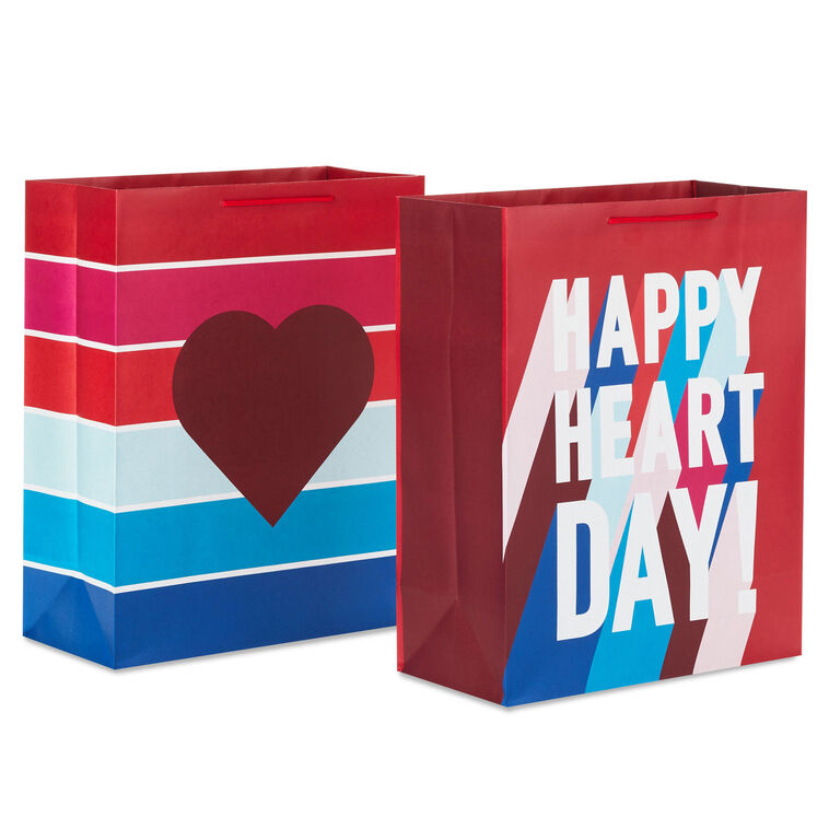 hallmark 15.5" Happy Heart Day 2-Pack Assorted Extra-Large Gift Bags