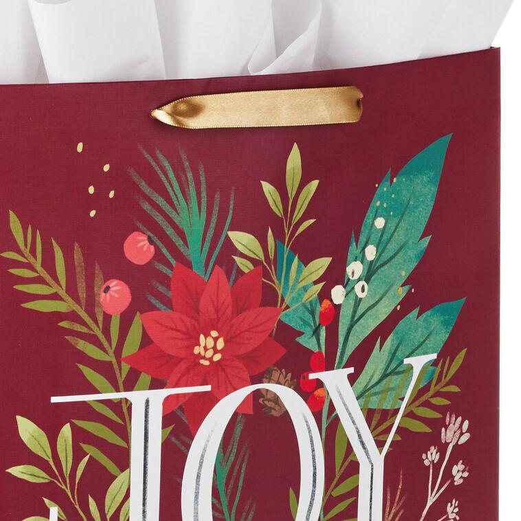 Hallmark 15.5" Joy And Poinsettia Extra-Large Holiday Gift Bag With Tissue Paper