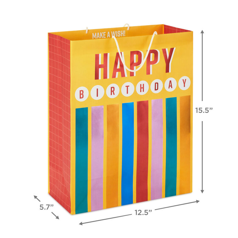 Hallmark 15.5" Metallic Candles Extra-Large Birthday Gift Bag