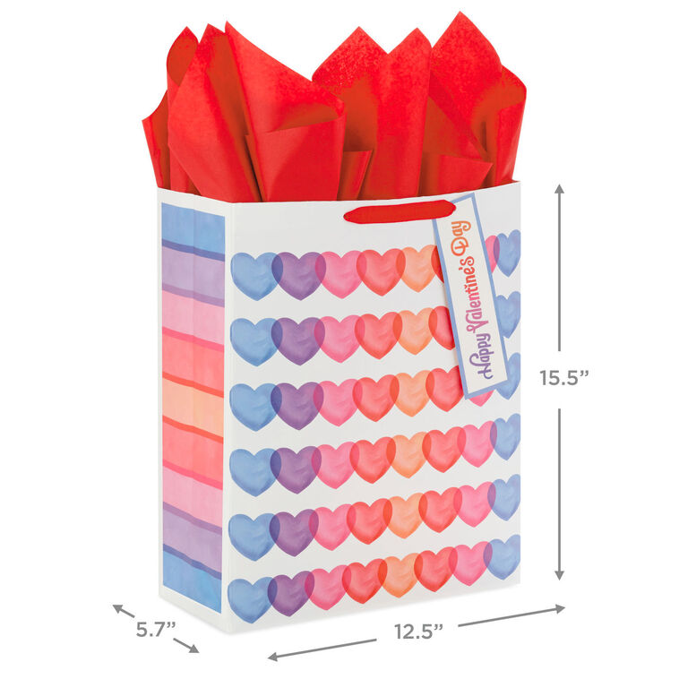 Hallmark 15.5" Pastel Hearts X-Large Valentine's Day Gift Bag With Tissue Paper