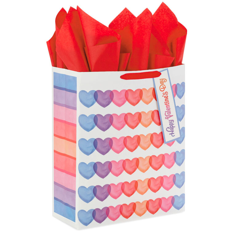 hallmark 15.5" Pastel Hearts X-Large Valentine's Day Gift Bag With Tissue Paper