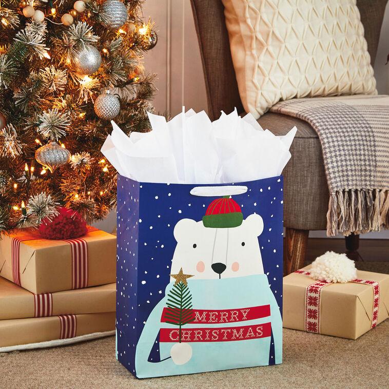 Hallmark 15.5" Polar Bear XL Christmas Gift Bag With Tissue Paper
