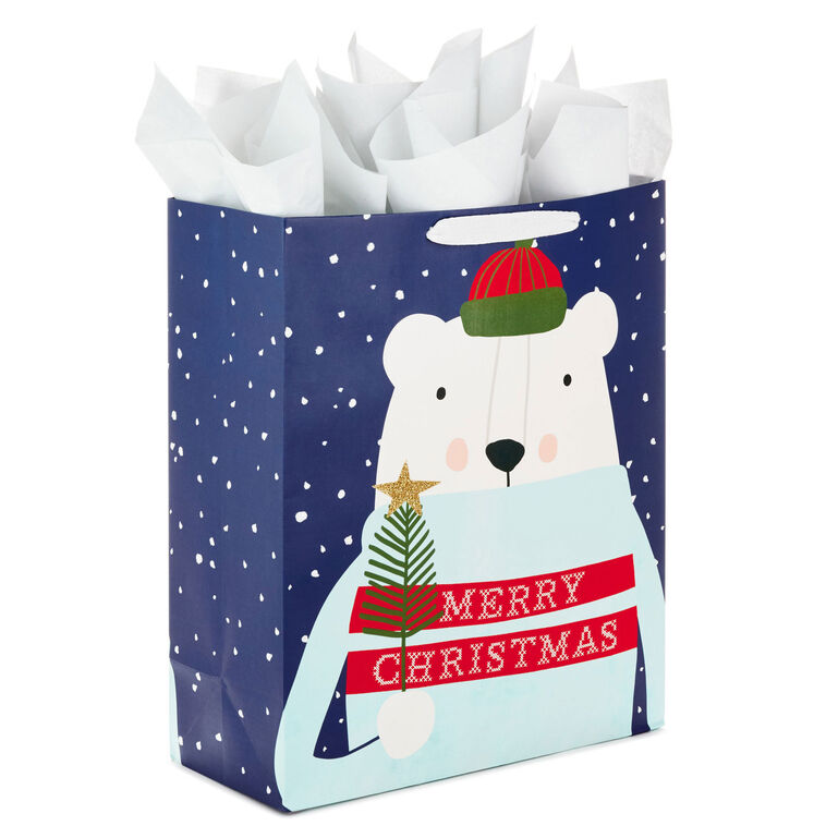 hallmark 15.5" Polar Bear XL Christmas Gift Bag With Tissue Paper