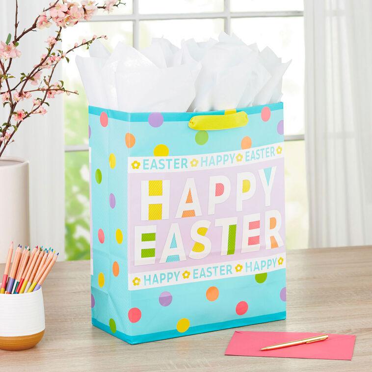 Hallmark 15.5" Polka Dots Extra-Large Easter Gift Bag With Tissue