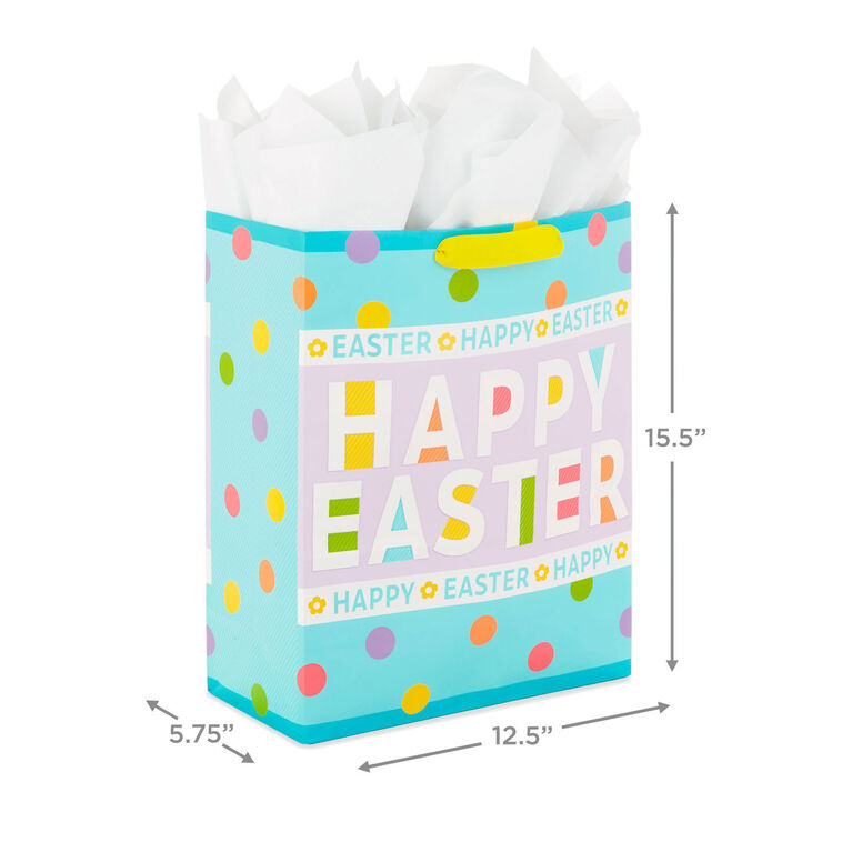 Hallmark 15.5" Polka Dots Extra-Large Easter Gift Bag With Tissue
