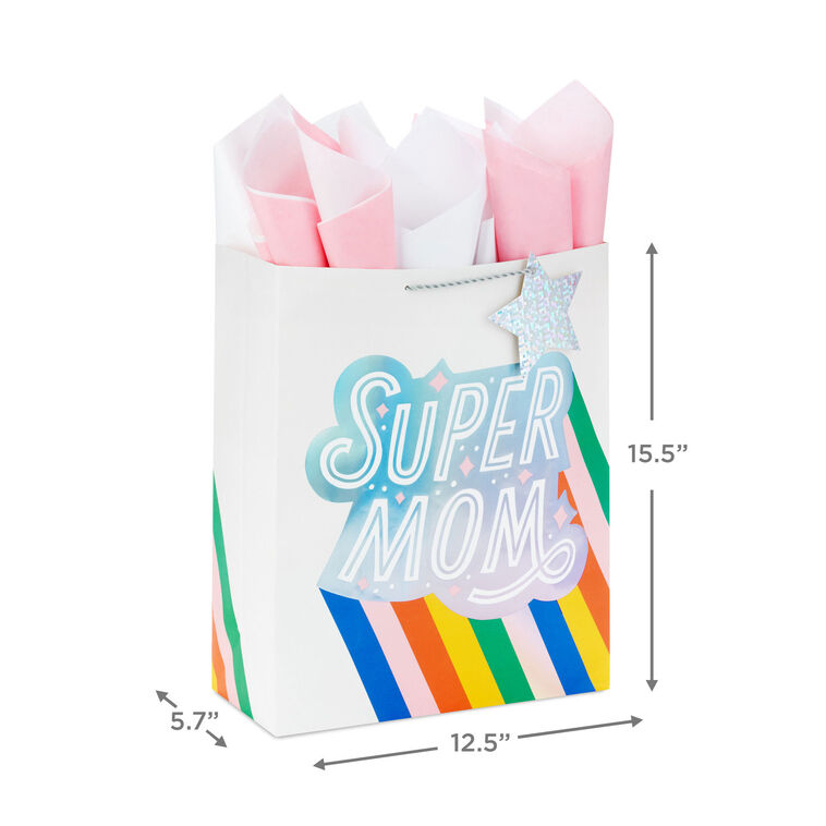 Hallmark 15.5" Super Mom Extra-Large Gift Bag With Tissue Paper