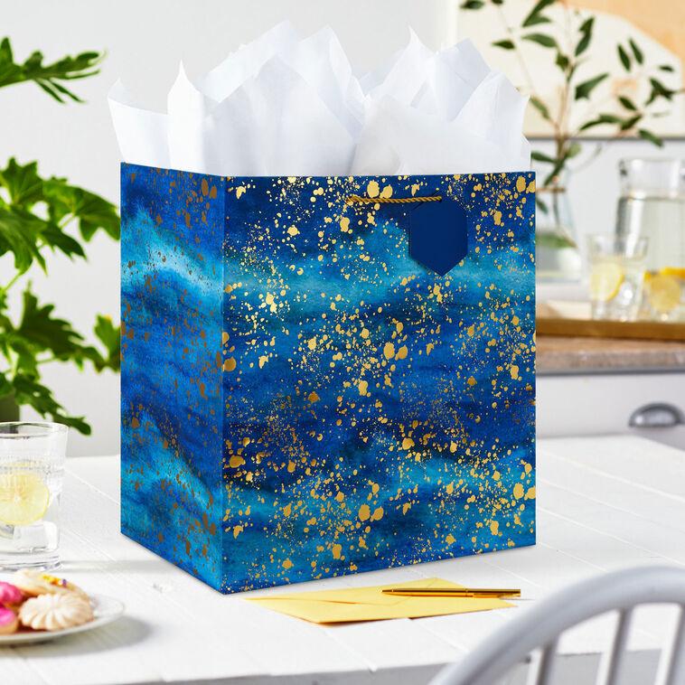 Hallmark 15" Gold Splatter On Navy Blue Extra-Deep Gift Bag