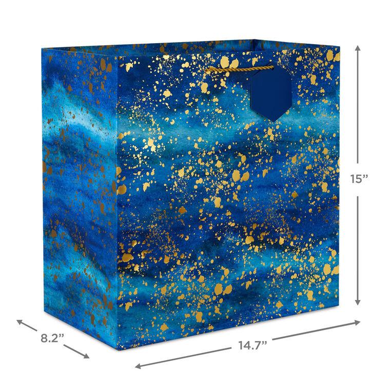 Hallmark 15" Gold Splatter On Navy Blue Extra-Deep Gift Bag
