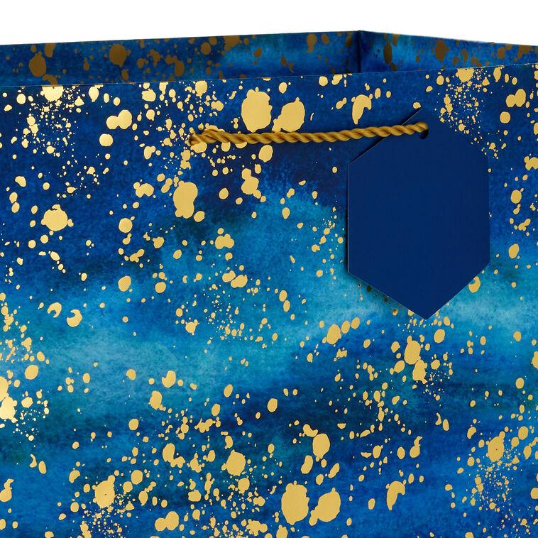 Hallmark 15" Gold Splatter On Navy Blue Extra-Deep Gift Bag
