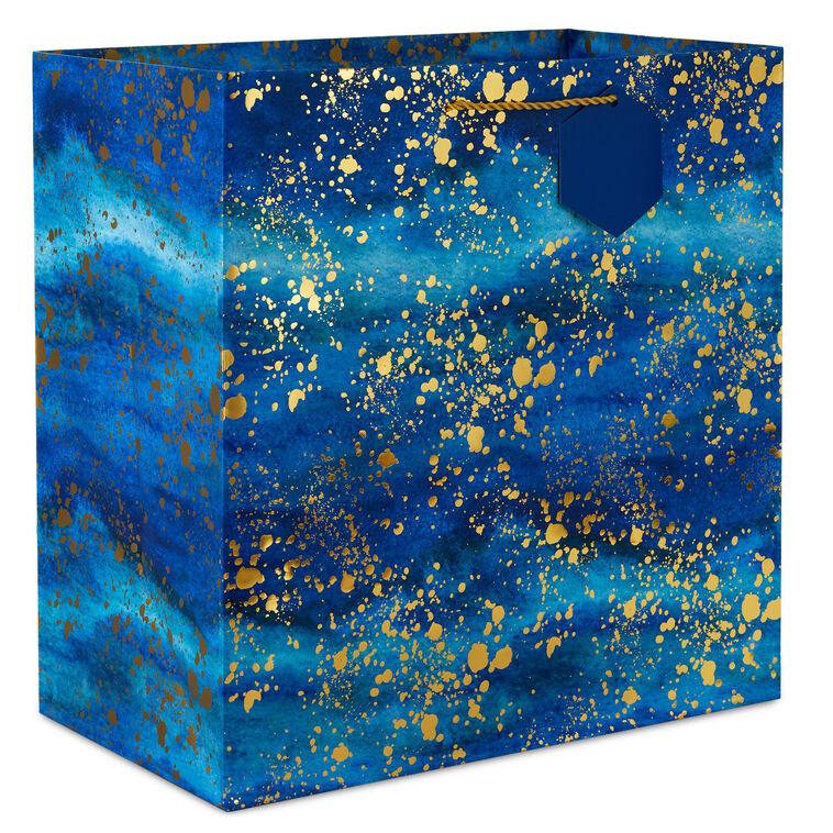 hallmark 15" Gold Splatter on Navy Blue Extra-Deep Gift Bag