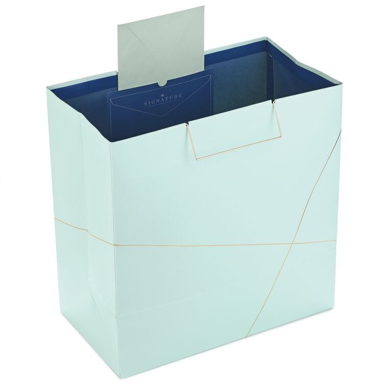 Hallmark 15" Mint Green With Gold Extra-Deep Square Gift Bag