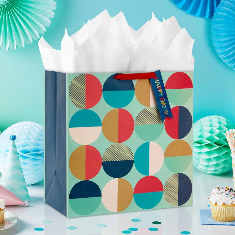 Hallmark 15" Modern Semi-Circles Extra-Deep Gift Bag