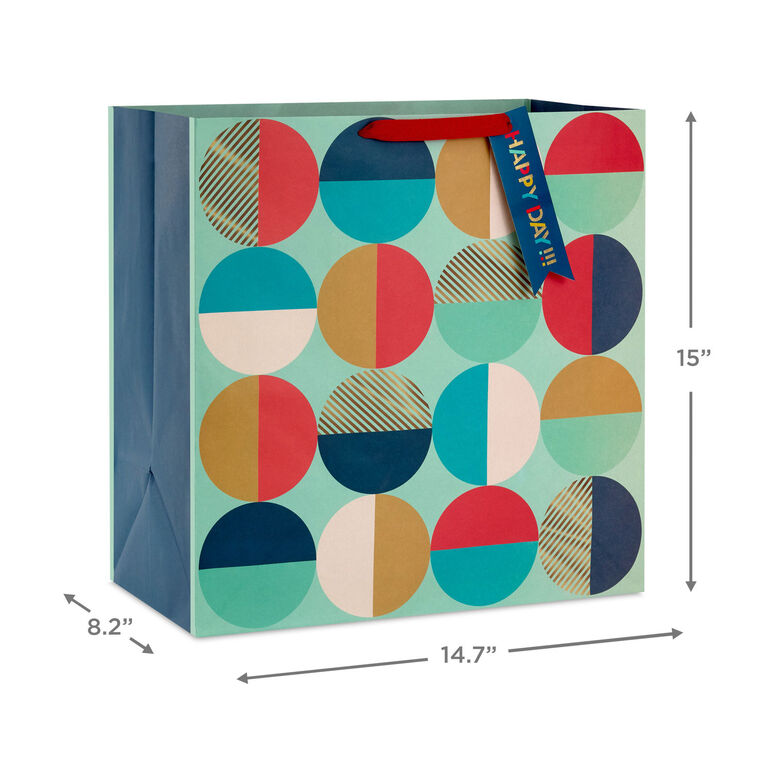 Hallmark 15" Modern Semi-Circles Extra-Deep Gift Bag