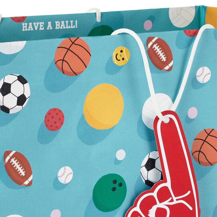 Hallmark 15" Sports Balls On Blue Extra-Deep Birthday Gift Bag
