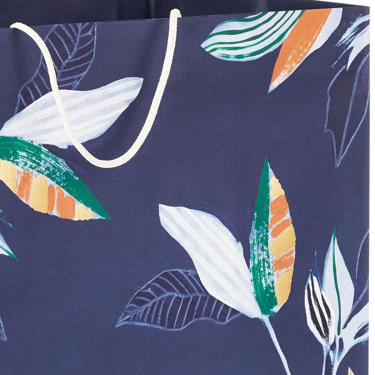 Hallmark 15" Tropical Stems On Navy Extra-Deep Gift Bag