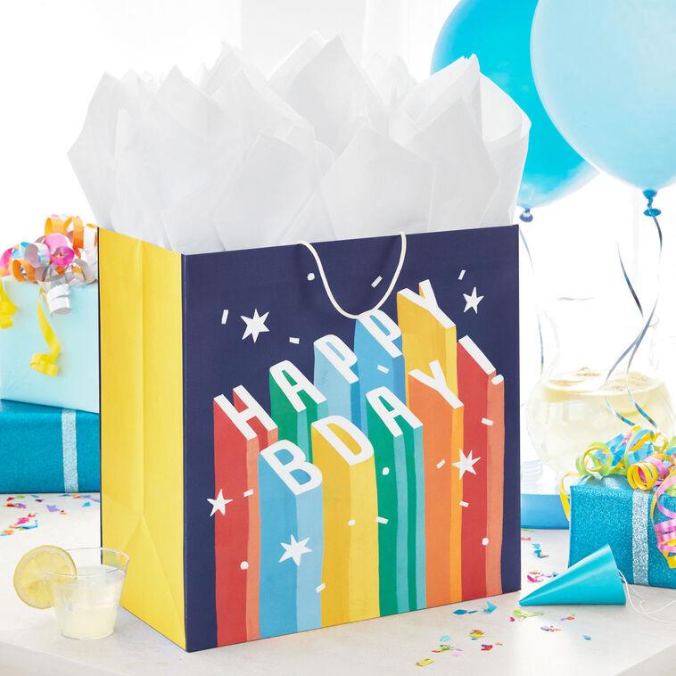 Hallmark 15" Uplifted Lettering Extra-Deep Birthday Gift Bag