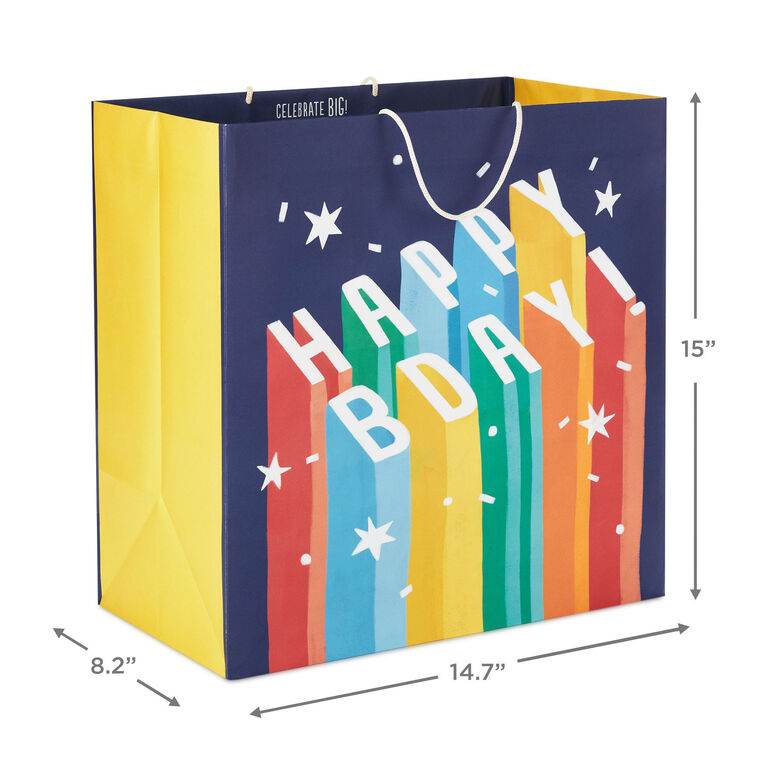Hallmark 15" Uplifted Lettering Extra-Deep Birthday Gift Bag
