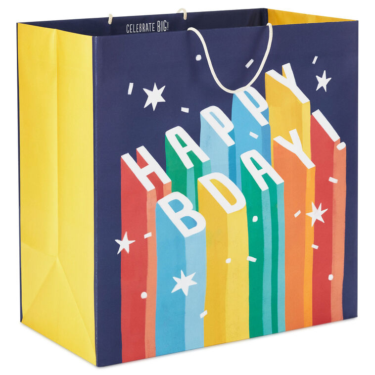 hallmark 15" Uplifted Lettering Extra-Deep Birthday Gift Bag
