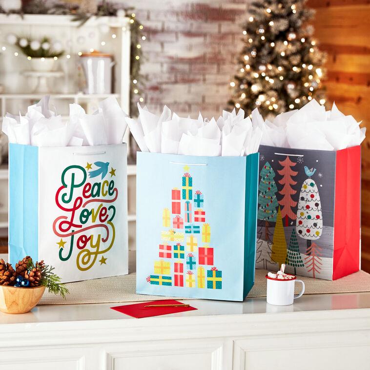 Hallmark 17" Assorted Mod Designs 3-Pack XXL Christmas Gift Bags