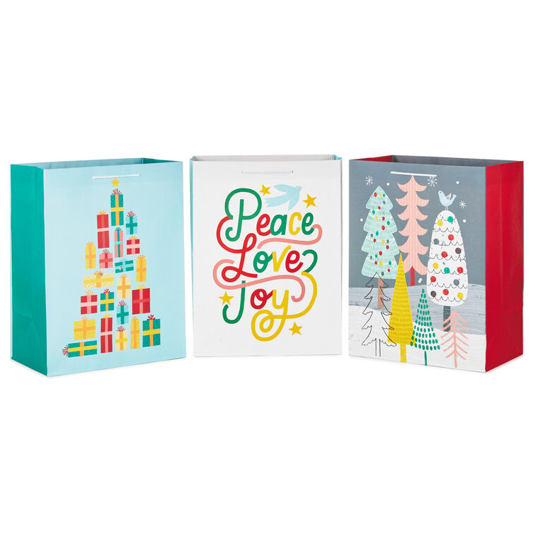 hallmark 17" Assorted Mod Designs 3-Pack XXL Christmas Gift Bags