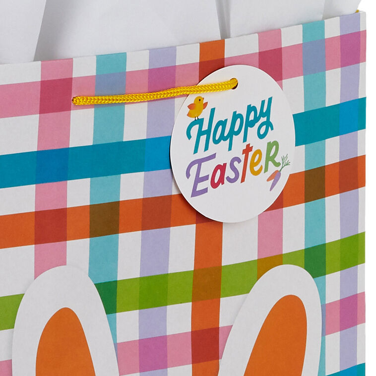 Hallmark 17" Bunny On Plaid Extra-Large Easter Gift Bag With Tissue Paper