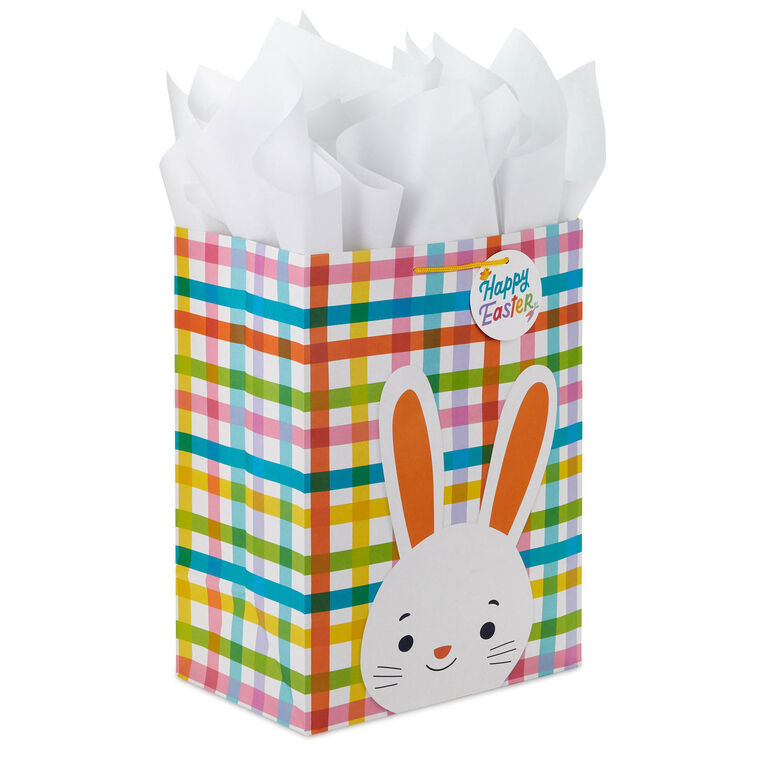 hallmark 17" Bunny on Plaid Extra-Large Easter Gift Bag With Tissue Paper