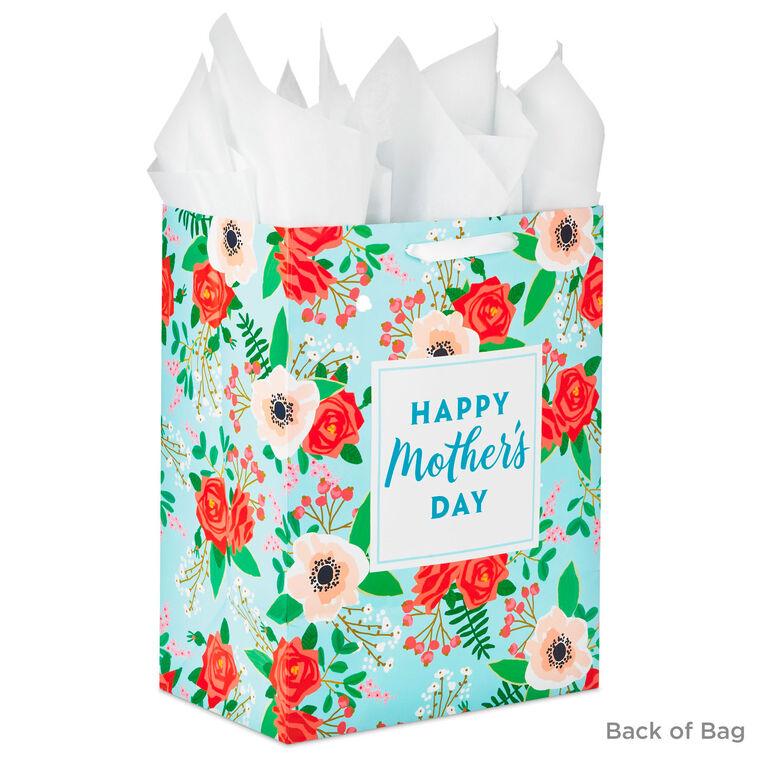 Hallmark 17" Teal Floral XL Mother's Day Gift Bag With Tissue