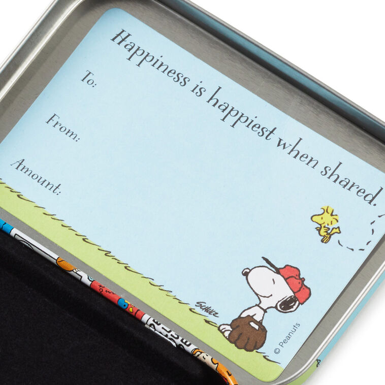 Hallmark 2.5" Peanuts® Gang Baseball Tin Gift Card Holder Box