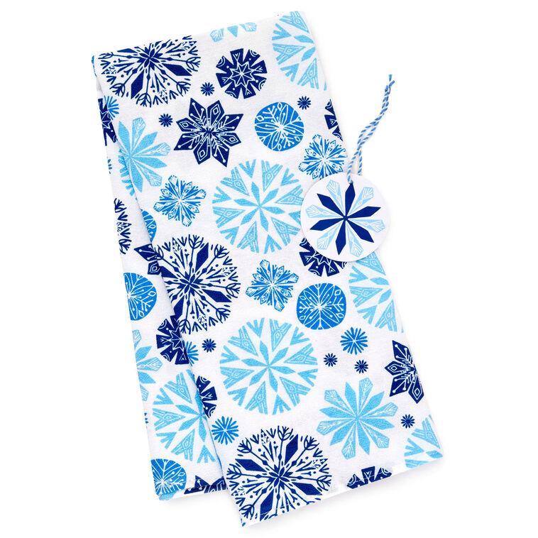 Hallmark 26" Blue Snowflakes Holiday Fabric Gift Wrap With Gift Tag