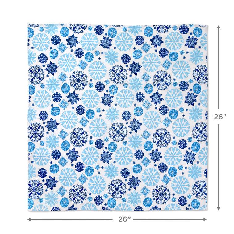 Hallmark 26" Blue Snowflakes Holiday Fabric Gift Wrap With Gift Tag