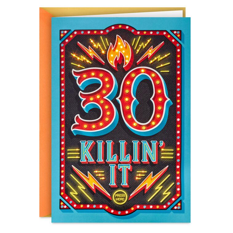 hallmark 30 Killin' It Musical 30th Birthday Card With Light