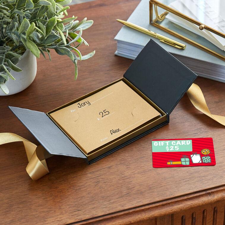 Hallmark 4.5" Black Gift Card Holder Box With Gold Satin Bow