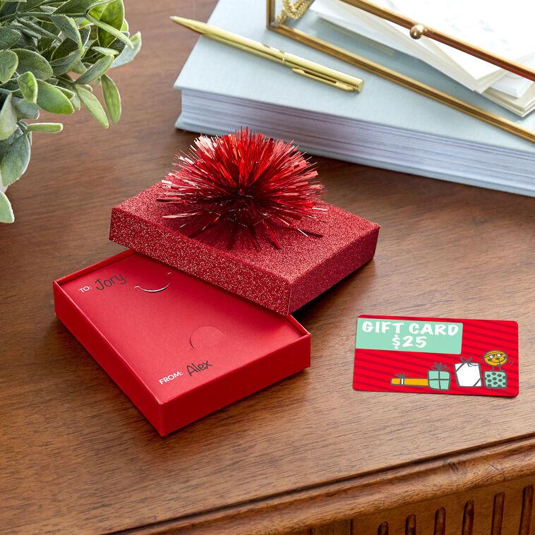 Hallmark 4.5" Red Glitter Gift Card Holder Box With Bow