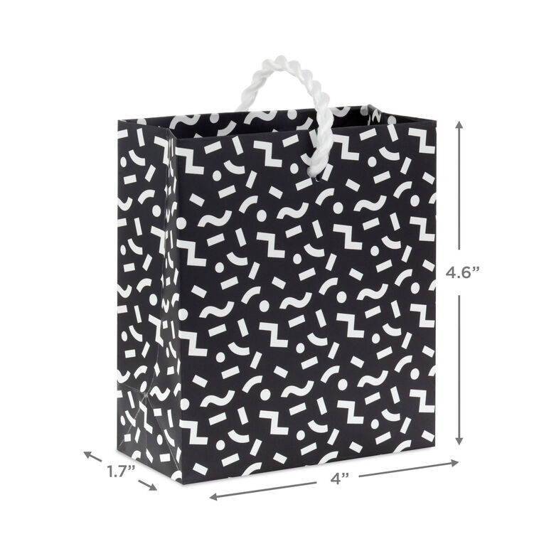 Hallmark 4.6" Black And White Mod Shapes Gift Card Holder Mini Bag