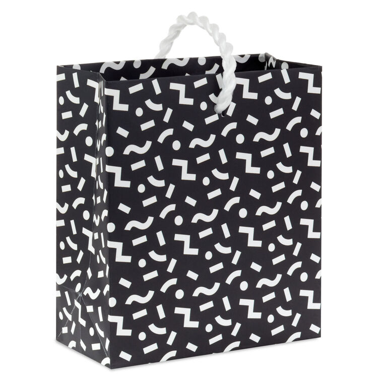 hallmark 4.6" Black and White Mod Shapes Gift Card Holder Mini Bag