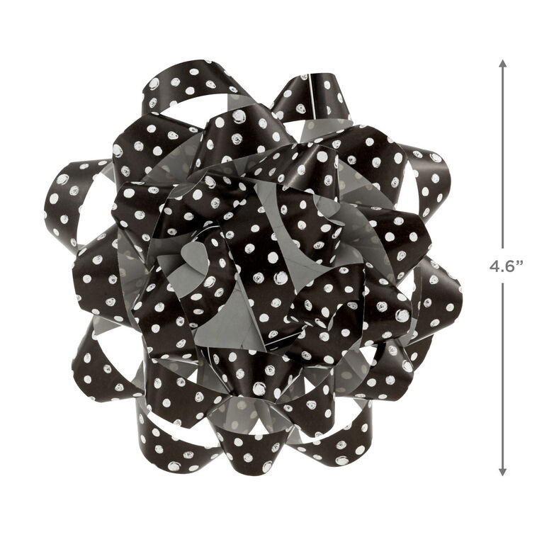 Hallmark 4.6" Black With Gray Dots Recyclable Gift Bow