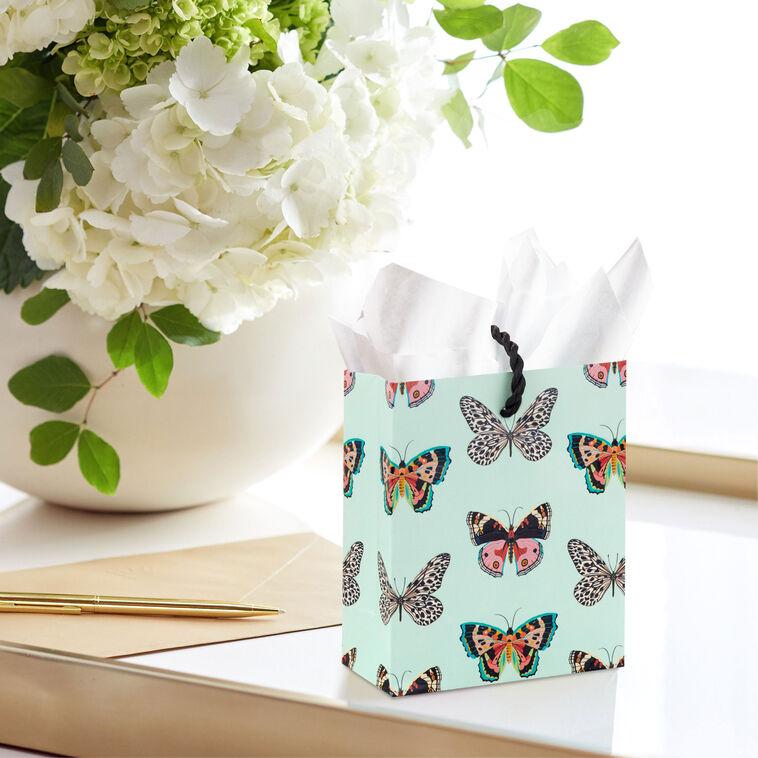 Hallmark 4.6" Butterflies On Mint Gift Card Holder Mini Bag
