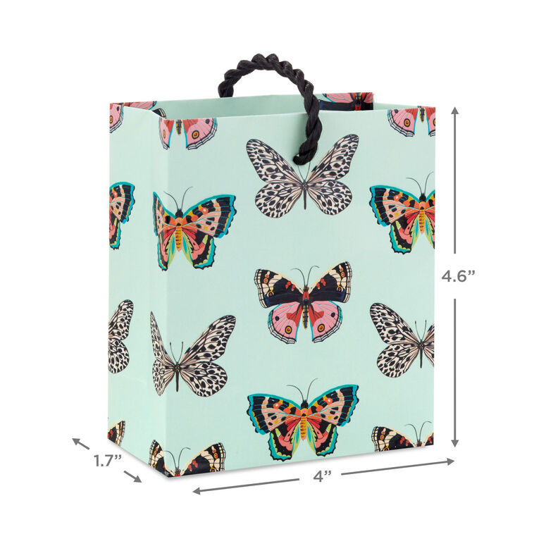 Hallmark 4.6" Butterflies On Mint Gift Card Holder Mini Bag