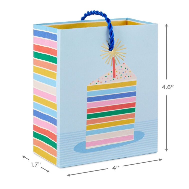 Hallmark 4.6" Colorful Cake Slice On Blue Gift Card Holder Mini Bag