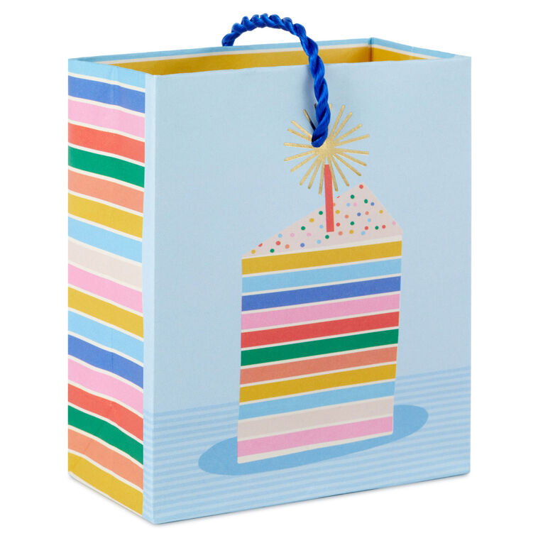 hallmark 4.6" Colorful Cake Slice on Blue Gift Card Holder Mini Bag