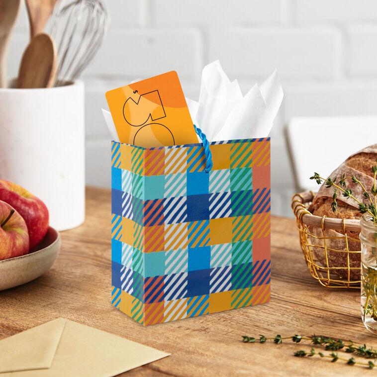Hallmark 4.6" Colorful Plaid Gift Card Holder Mini Bag