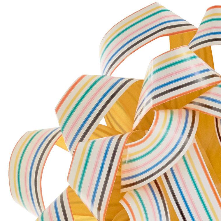Hallmark 4.6" Colorful Stripes On White Recyclable Gift Bow