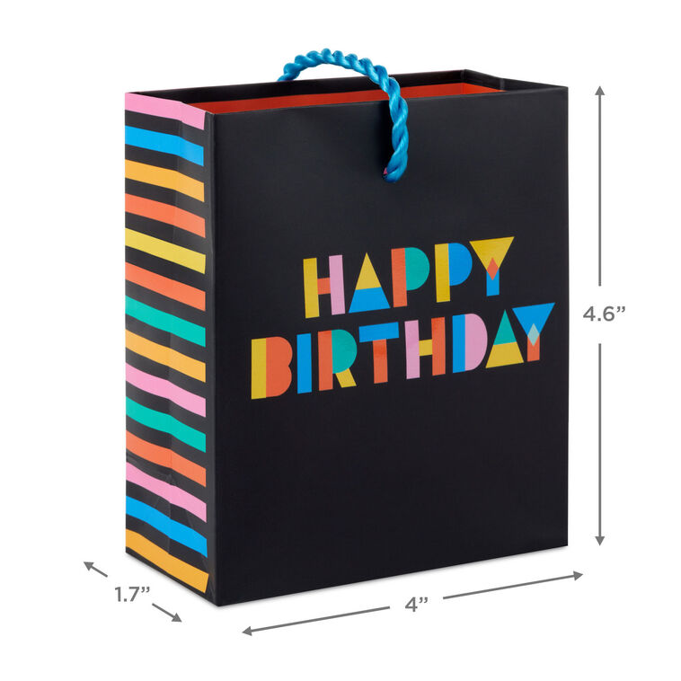 Hallmark 4.6" Colorful Wishes On Black Birthday Gift Card Holder Mini Bag